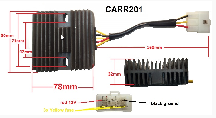 MOSFET UB-CARR201 regolatore di carica/tensione per Kawasaki, Suzuki, Yamaha, adatto anche per ioni di litio