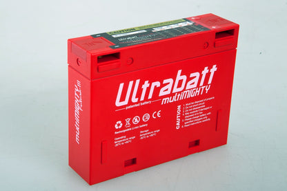 La batteria per moto agli ioni di litio Ultrabatt (LiFePO4) 6V 240A, 4,6Ah corrisponde a una batteria al piombo-acido da 12AH