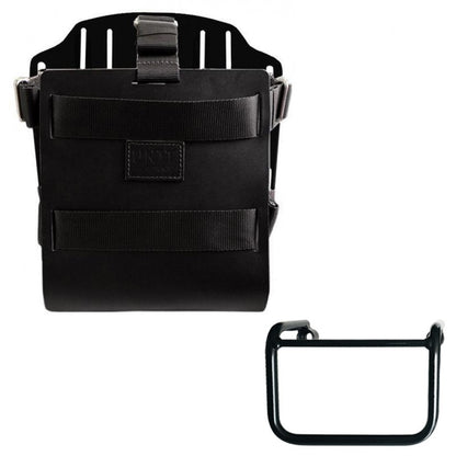 Aluminium-Taschenhalter mit verstellbarer Lederfront und Schnellkupplung + BMW R12 Fahrgestell links