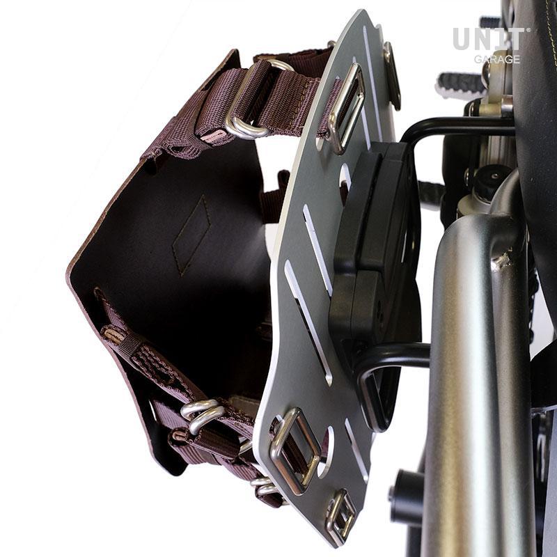 Aluminium-Taschenhalter mit verstellbarer Lederfront + Rahmen der NineT-Serie